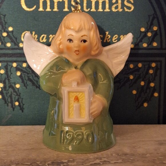Goebel Other - Goebel Hummel Angel Bell Ornament 1990 Green Ceramic Lantern 15th Ed w/Box